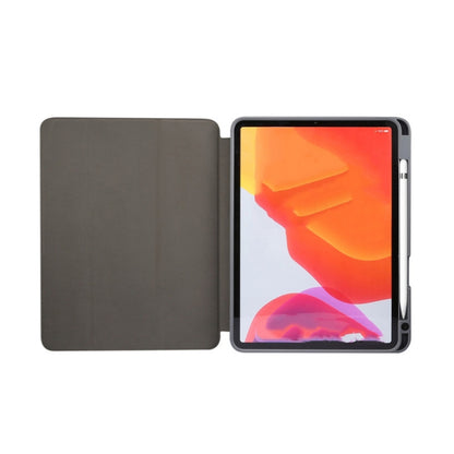 For iPad Air 11 2024 / 2025 Three-fold Marble Texture Protective Tablet Case with Pen Slot(Black Gray) by bashfashion
