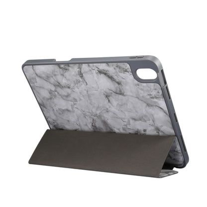 For iPad Air 11 2024 / 2025 Three-fold Marble Texture Protective Tablet Case with Pen Slot(Black Gray) by bashfashion