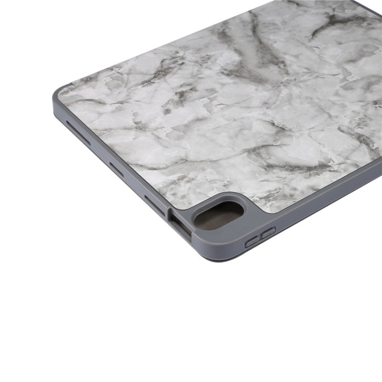 For iPad Air 11 2024 / 2025 Three-fold Marble Texture Protective Tablet Case with Pen Slot(Black Gray) by bashfashion