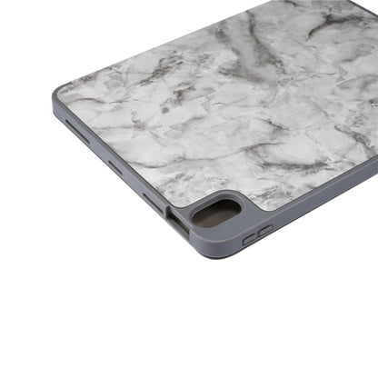 For iPad Air 11 2024 / 2025 Three-fold Marble Texture Protective Tablet Case with Pen Slot(Black Gray) by bashfashion