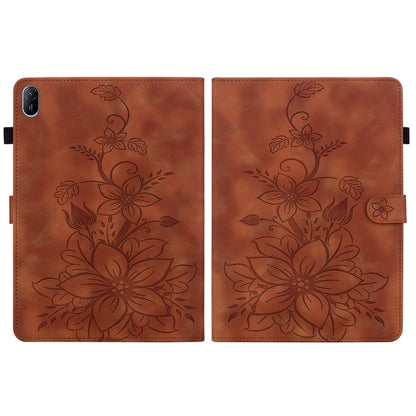 For Huawei MatePad SE 11 2024 Lily Embossed Leather Tablet Case(Brown) by bashfashion