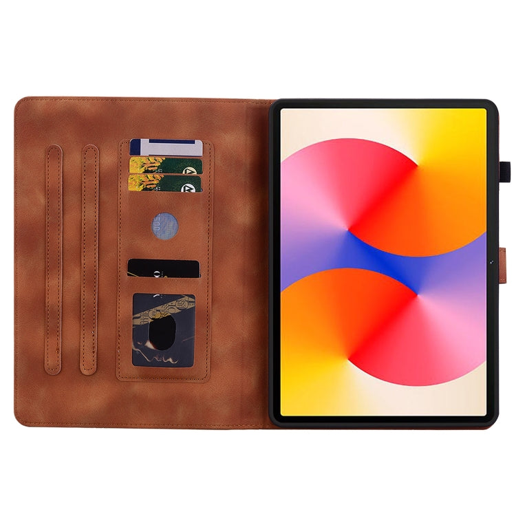 For Huawei MatePad SE 11 2024 Lily Embossed Leather Tablet Case(Brown) by bashfashion