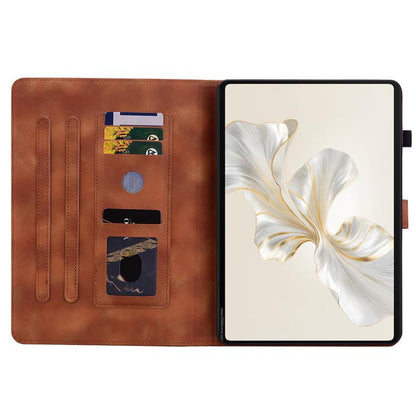 For Honor Pad X9a Lily Embossed Leather Tablet Case(Brown) by bashfashion