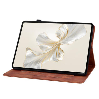 For Honor Pad X9a Lily Embossed Leather Tablet Case(Brown) by bashfashion