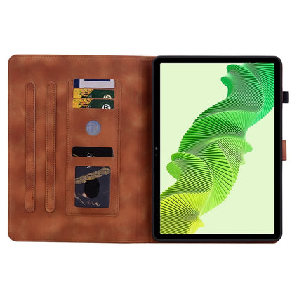 For Realme Pad 2 11.5 Lily Embossed Leather Tablet Case(Brown) by bashfashion