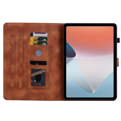 For OPPO Pad Air Lily Embossed Leather Tablet Case(Brown) by bashfashion