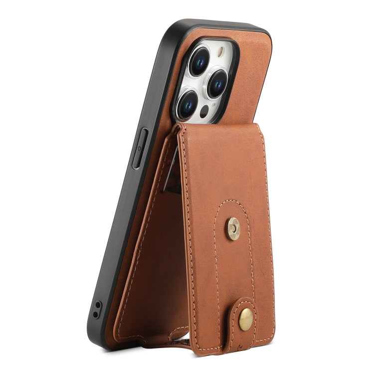 For iPhone 15 Pro Max Denior D14 NK Retro Pattern MagSafe Magnetic Card Holder Leather Phone Case(Brown) by Denior