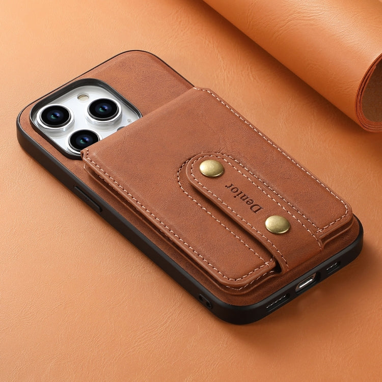 For iPhone 14/13 Denior D14 NK Retro Pattern MagSafe Magnetic Card Holder Leather Phone Case(Brown) by Denior