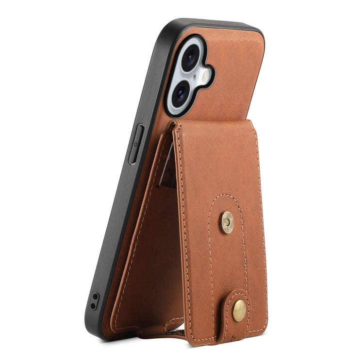 For iPhone 16 Plus Denior D14 NK Retro Pattern MagSafe Magnetic Card Holder Leather Phone Case(Brown) by Denior