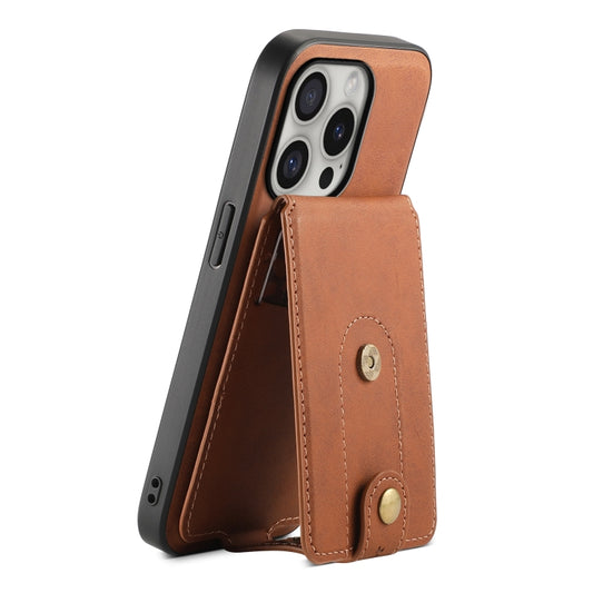 For iPhone 16 Pro Max Denior D14 NK Retro Pattern MagSafe Magnetic Card Holder Leather Phone Case(Brown) by Denior