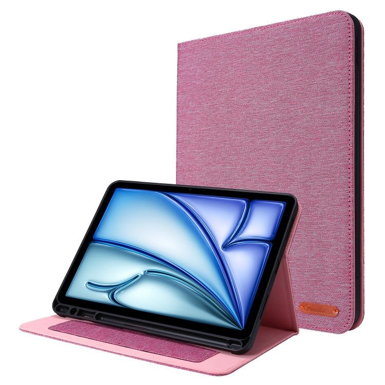 For iPad Air 13 2025 / 2024 Fabric Leather Tablet Case(Rose Red) by bashfashion