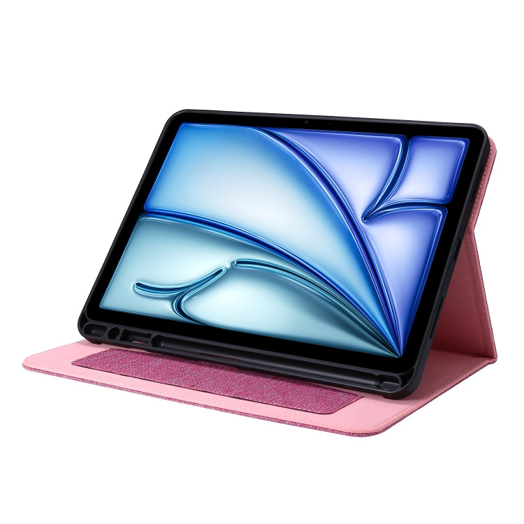 For iPad Air 13 2025 / 2024 Fabric Leather Tablet Case(Rose Red) by bashfashion