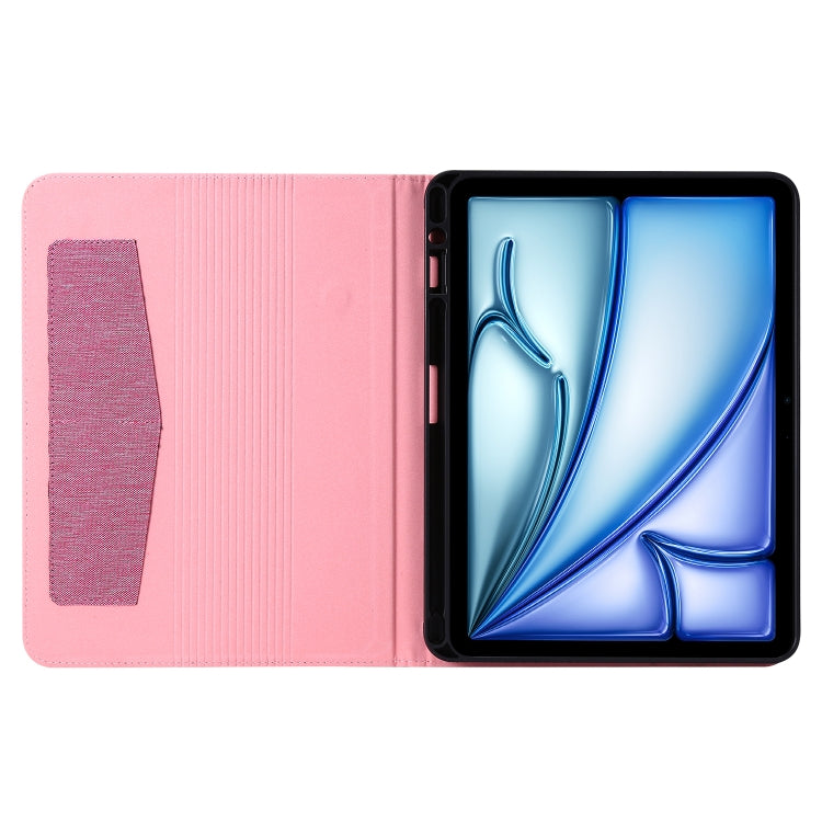 For iPad Air 13 2025 / 2024 Fabric Leather Tablet Case(Rose Red) by bashfashion