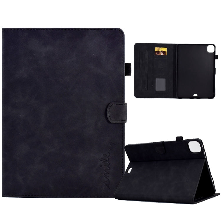 For iPad Pro 11 2024 Embossed Smile Smart Leather Tablet Case(Black) by bashfashion