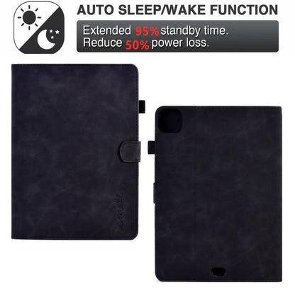 For iPad Pro 11 2024 Embossed Smile Smart Leather Tablet Case(Black) by bashfashion