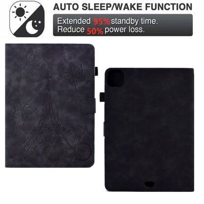 For iPad Pro 11 2025 / 2024 Tower Embossed Leather Smart Tablet Case(Black) by bashfashion
