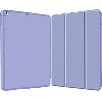 For iPad 10.2 2021 / 2020 / 2019 3-fold TPU Smart Leather Tablet Case with Pen Slot(Lavender Purple) by bashfashion