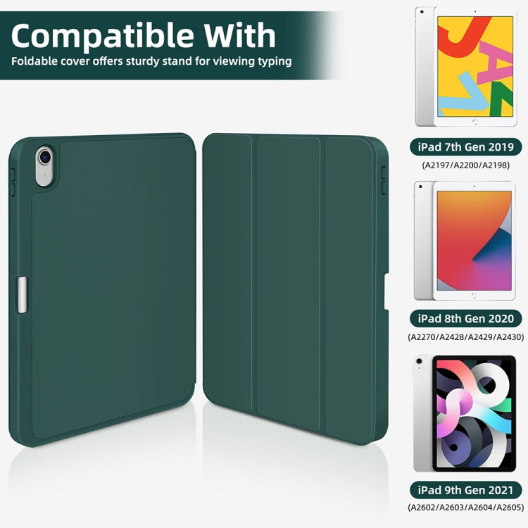 For iPad 2025 / 2022 3-fold TPU Smart Leather Tablet Case with Pen Slot(Dark Green) by bashfashion