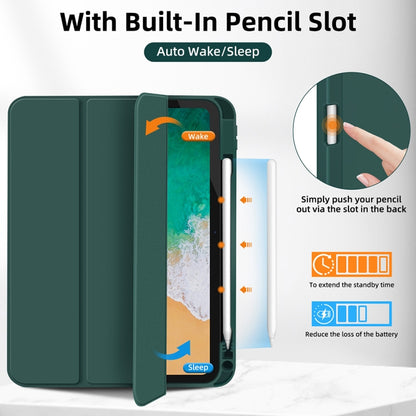 For iPad 2025 / 2022 3-fold TPU Smart Leather Tablet Case with Pen Slot(Dark Green) by bashfashion