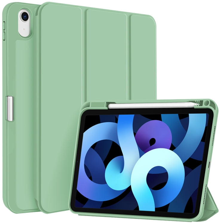 For iPad Air 5 / 4 3-fold TPU Smart Leather Tablet Case with Pen Slot(Green) by bashfashion
