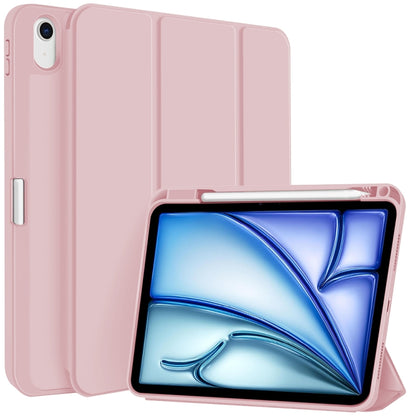 For iPad Air 11 2025 / 2024 3-fold TPU Smart Leather Tablet Case with Pen Slot(Pink) by bashfashion