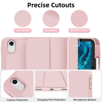 For iPad Air 11 2025 / 2024 3-fold TPU Smart Leather Tablet Case with Pen Slot(Pink) by bashfashion