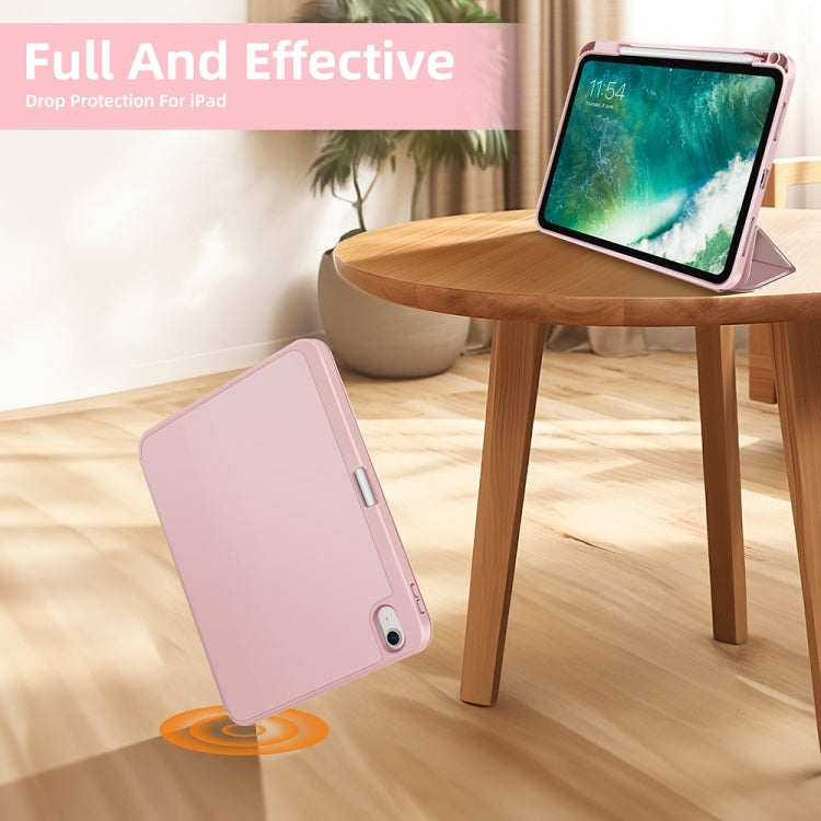 For iPad Air 11 2025 / 2024 3-fold TPU Smart Leather Tablet Case with Pen Slot(Pink) by bashfashion