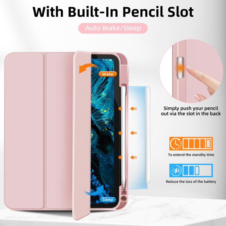 For iPad Air 11 2025 / 2024 3-fold TPU Smart Leather Tablet Case with Pen Slot(Pink) by bashfashion
