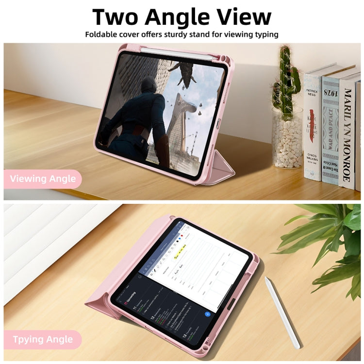 For iPad Air 11 2025 / 2024 3-fold TPU Smart Leather Tablet Case with Pen Slot(Pink) by bashfashion
