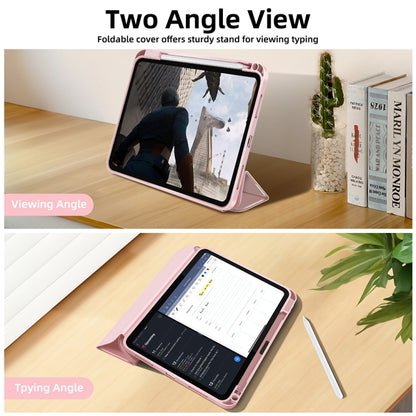 For iPad Air 11 2025 / 2024 3-fold TPU Smart Leather Tablet Case with Pen Slot(Pink) by bashfashion