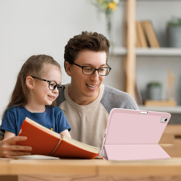 For iPad Air 11 2025 / 2024 3-fold TPU Smart Leather Tablet Case with Pen Slot(Pink) by bashfashion