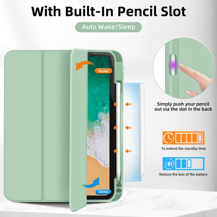 For iPad mini 2024 / mini 6 3-fold TPU Smart Leather Tablet Case with Pen Slot(Green) by bashfashion