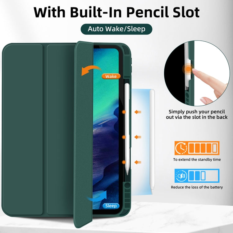 For iPad Pro 11 2022 / 2021 / 2020 3-fold TPU Smart Leather Tablet Case with Pen Slot(Dark Green) by bashfashion
