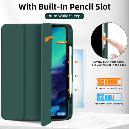 For iPad Pro 11 2022 / 2021 / 2020 3-fold TPU Smart Leather Tablet Case with Pen Slot(Dark Green) by bashfashion