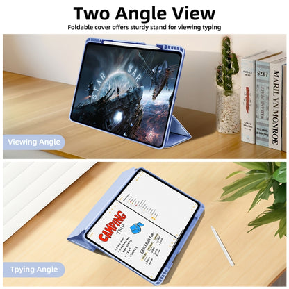 For iPad Pro 11 2025 / 2024 3-fold TPU Smart Leather Tablet Case with Pen Slot(Ice Blue) by bashfashion