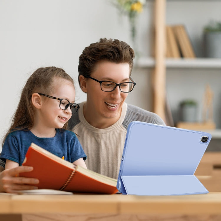 For iPad Pro 11 2025 / 2024 3-fold TPU Smart Leather Tablet Case with Pen Slot(Ice Blue) by bashfashion