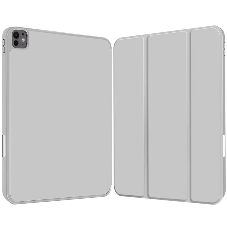 For iPad Pro 11 2025 / 2024 3-fold TPU Smart Leather Tablet Case with Pen Slot(Grey) by bashfashion