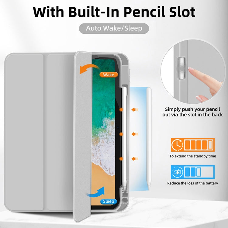 For iPad Pro 11 2025 / 2024 3-fold TPU Smart Leather Tablet Case with Pen Slot(Grey) by bashfashion