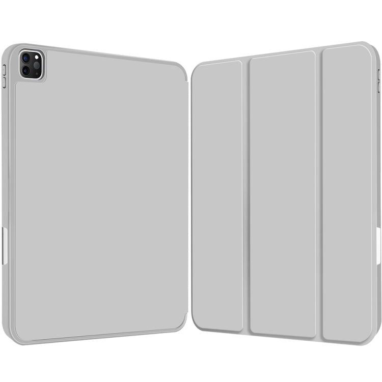 For iPad Pro 12.9 3-fold TPU Smart Leather Tablet Case with Pen Slot(Grey) by bashfashion