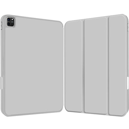 For iPad Pro 12.9 3-fold TPU Smart Leather Tablet Case with Pen Slot(Grey) by bashfashion