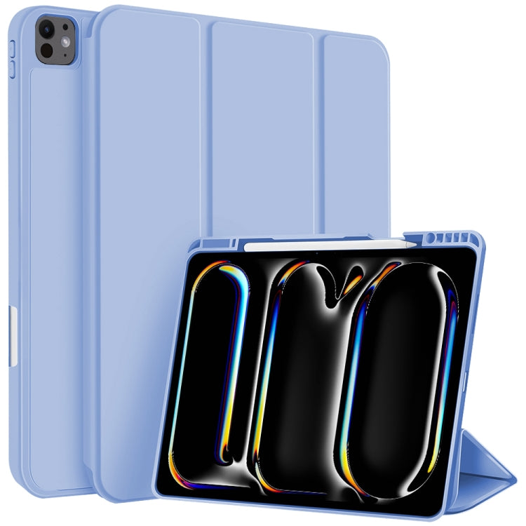 For iPad Pro 13 2025 / 2024 3-fold TPU Smart Leather Tablet Case with Pen Slot(Ice Blue) by bashfashion