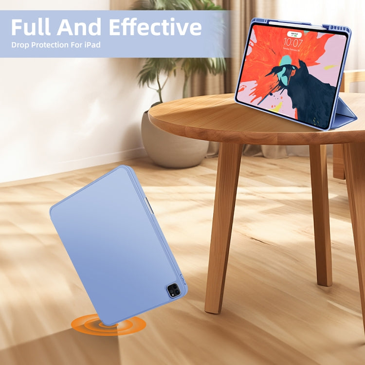 For iPad Pro 13 2025 / 2024 3-fold TPU Smart Leather Tablet Case with Pen Slot(Ice Blue) by bashfashion