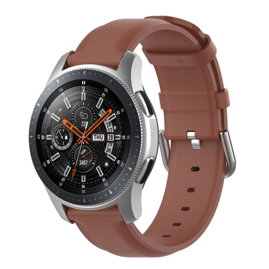 For Samsung Galaxy Watch 3 45mm 22mm Leather Strap with Round Tail Buckle(Brown) by bashfashion