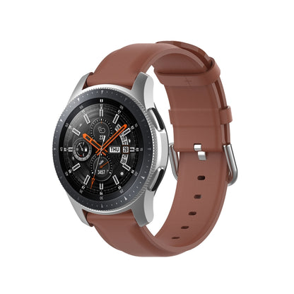 For Samsung Galaxy Watch 3 45mm 22mm Leather Strap with Round Tail Buckle(Brown) by bashfashion