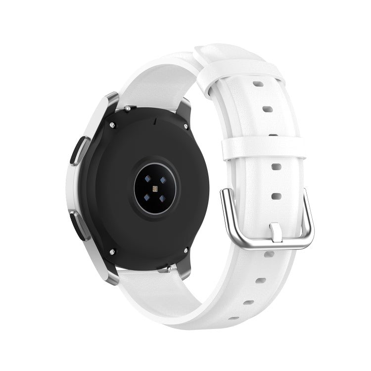 For Samsung Galaxy Watch 3 45mm 22mm Leather Strap with Round Tail Buckle(White) by bashfashion