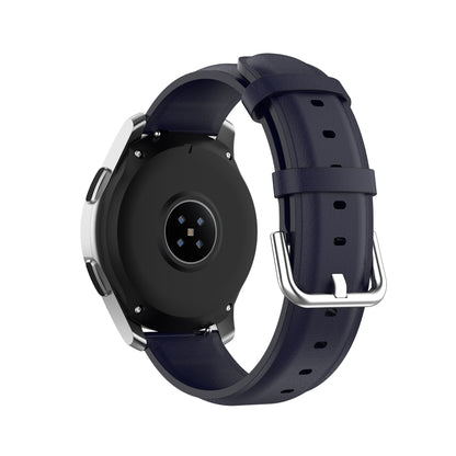 For Samsung Galaxy Watch 3 45mm 22mm Leather Strap with Round Tail Buckle(Navy Blue) by bashfashion