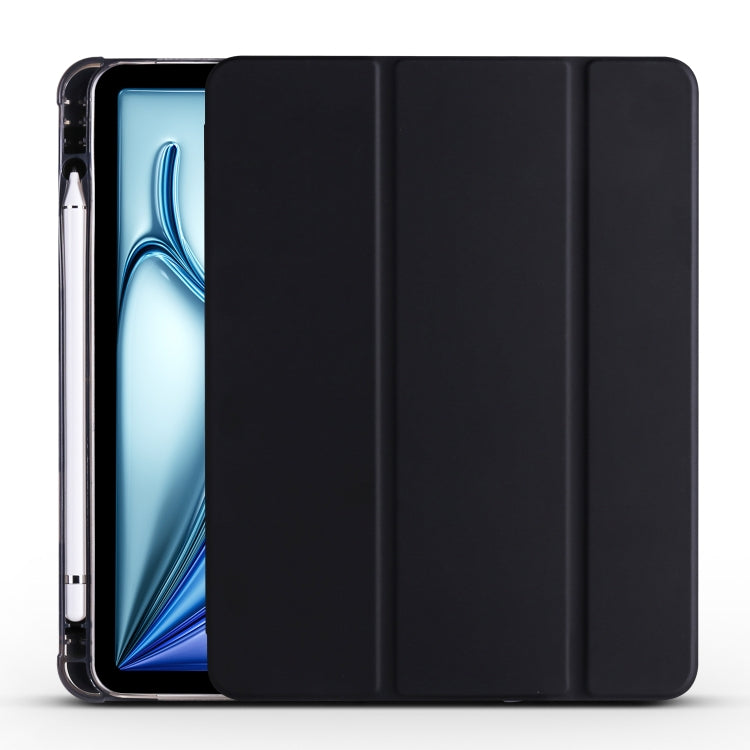 For iPad Air 11 2025 / 2024 3-fold TPU Leather Smart Tablet Case with Pen Slot(Black) by bashfashion