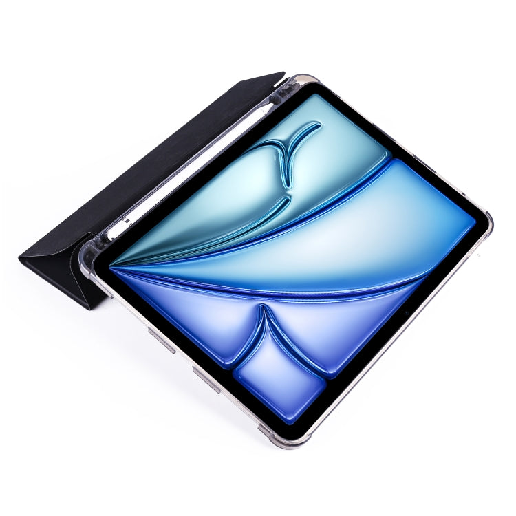 For iPad Air 11 2025 / 2024 3-fold TPU Leather Smart Tablet Case with Pen Slot(Black) by bashfashion
