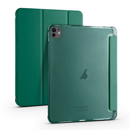 For iPad Pro 11 2025 / 2024 3-fold TPU Leather Smart Tablet Case with Pen Slot(Pine Green) by bashfashion