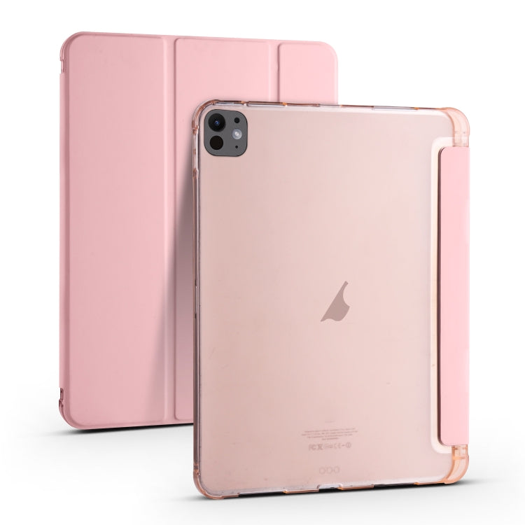 For iPad Pro 13 2025 / 2024 3-fold TPU Leather Smart Tablet Case with Pen Slot(Pink) by bashfashion